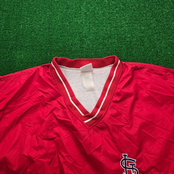 St Louis Cardinals Windbreaker Jacket Mens 2XL Red Pullover MLB Baseball V-Neck - Picture 3 of 9